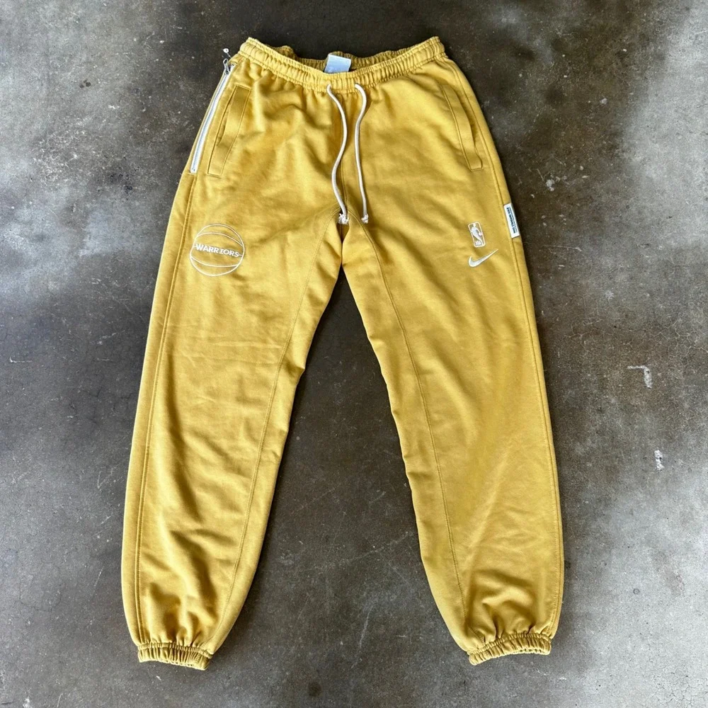Nike Golden State Warriors Sweatpants Mens Medium Yellow Athletic Dri-FIT NBA